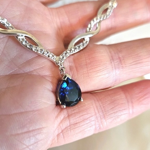 Kay Jewelers Jewelry - Sapphire rhodium necklace Kay jewelers gorgeous fine jewelry with case